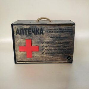 Деревянная коробка для алкоголя "Аптечка-антистресс" (темная) №2